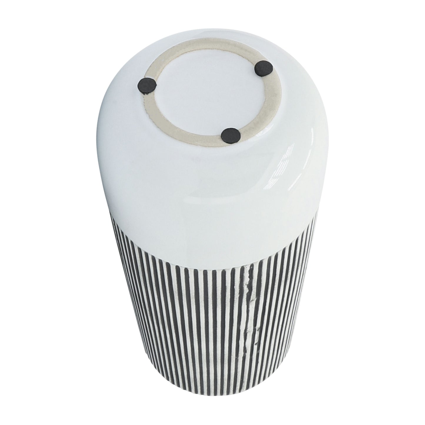 Cer,10"h Ridged Vase, Ivory
