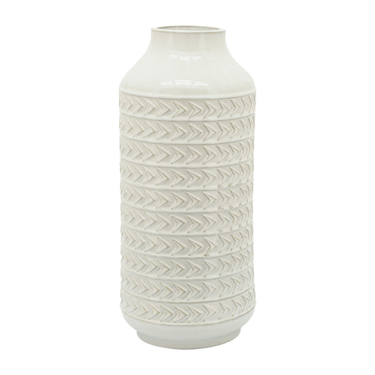 Cer, 16"h Aztec Vase, Ivory