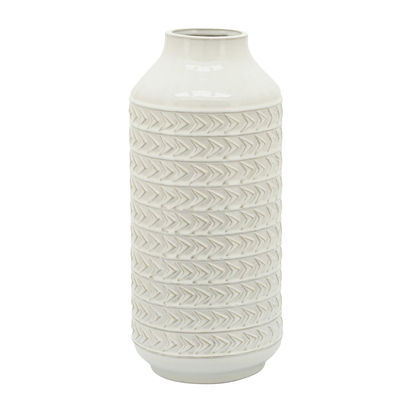 Cer, 16"h Aztec Vase, Ivory