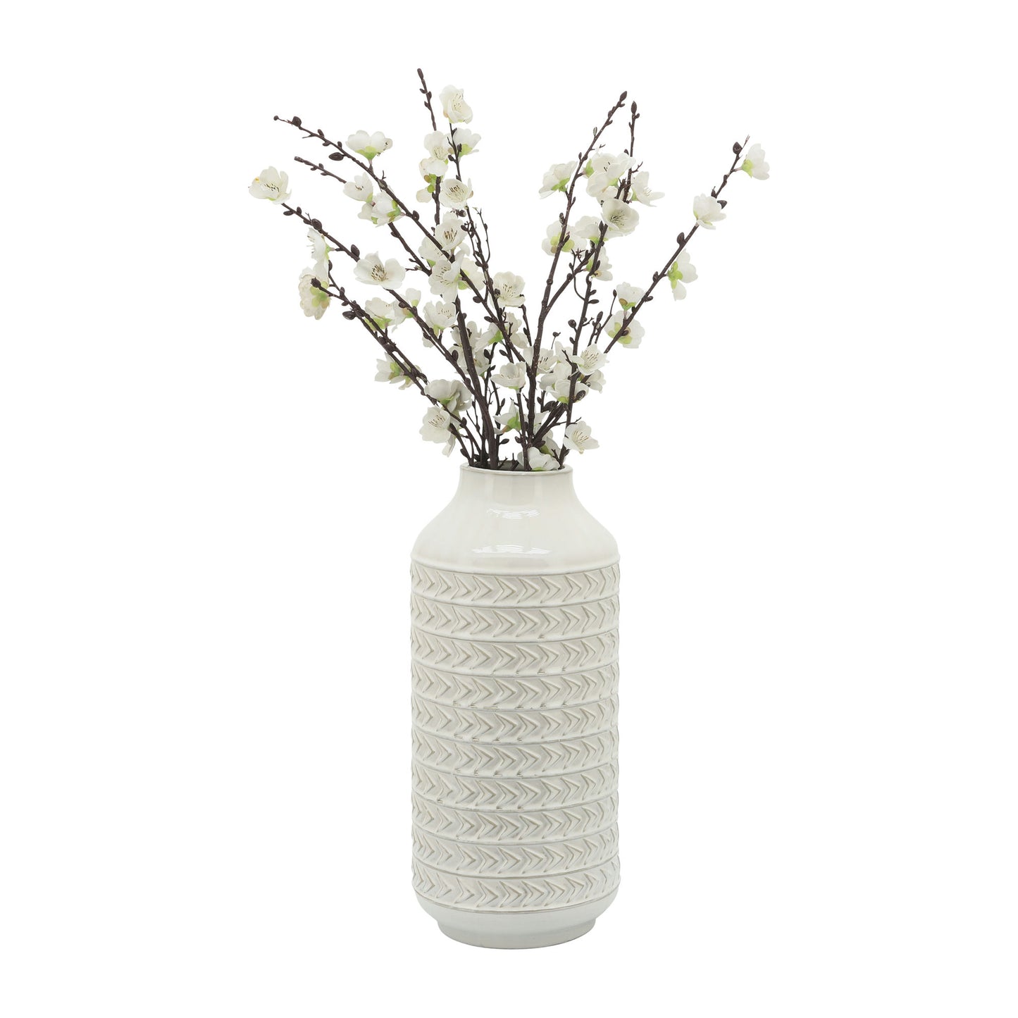 Cer, 16"h Aztec Vase, Ivory