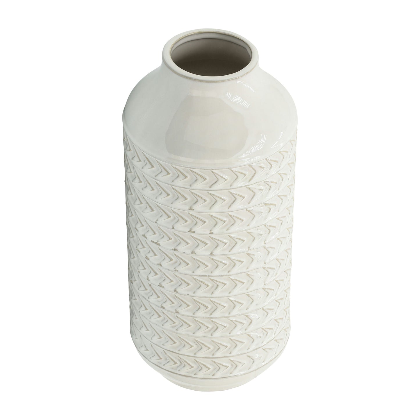 Cer, 16"h Aztec Vase, Ivory