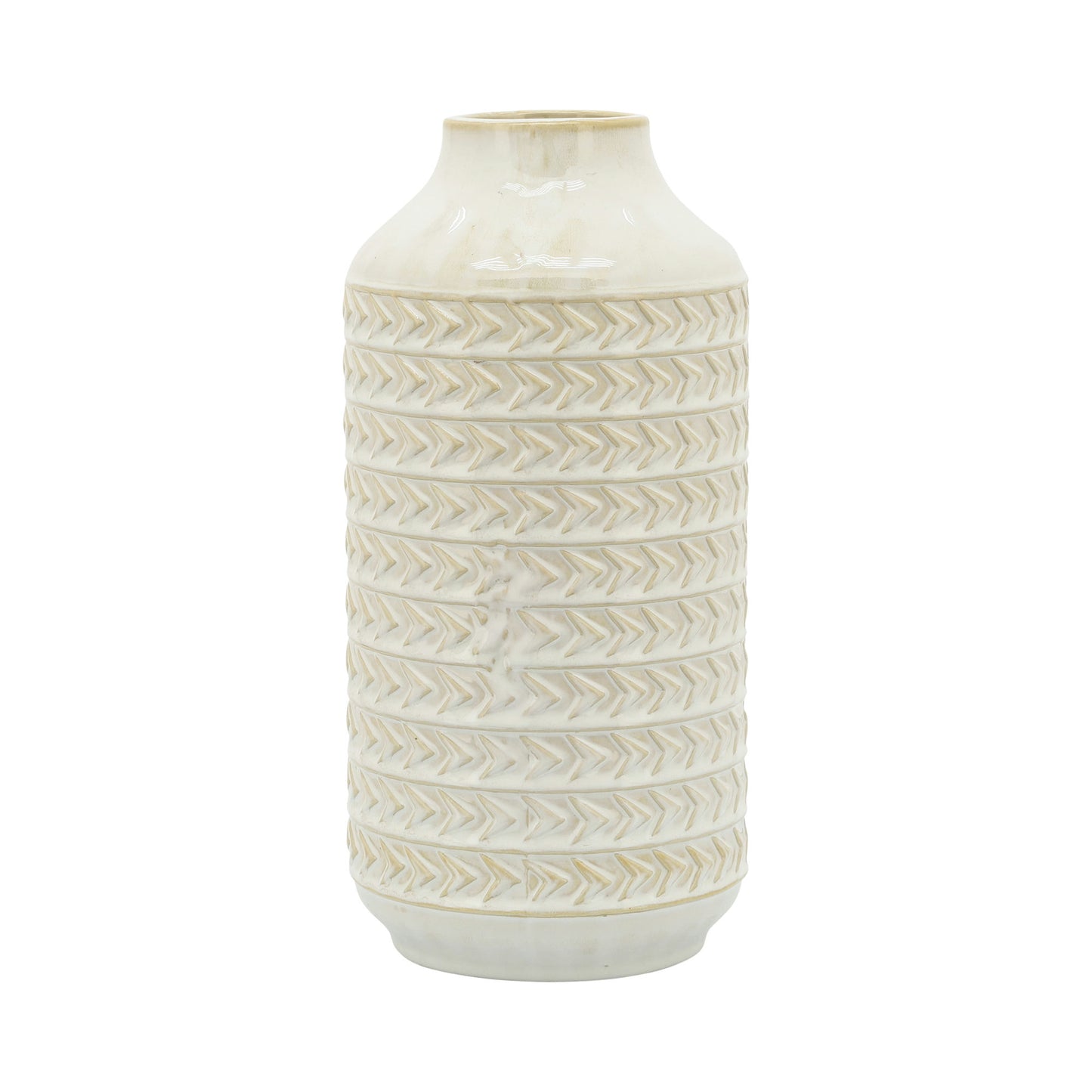 Cer, 13"h Aztec Vase, Ivory