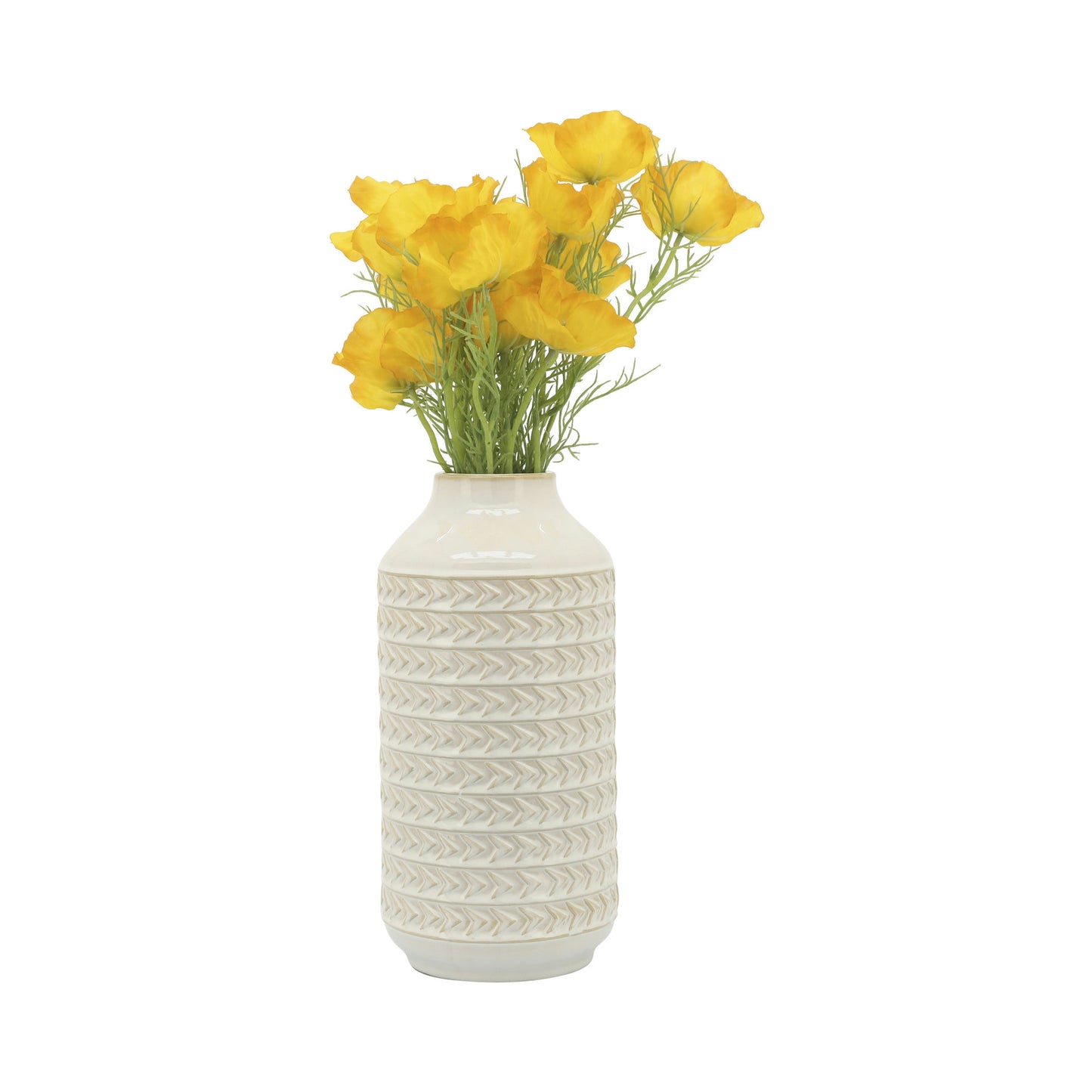 Cer, 13"h Aztec Vase, Ivory