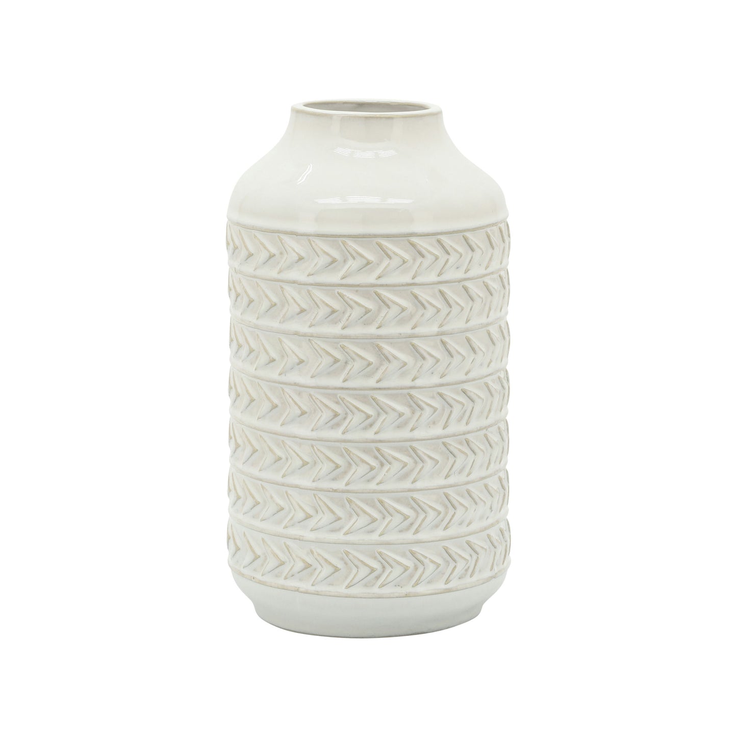 Cer, 10"h Aztec Vase, Ivory