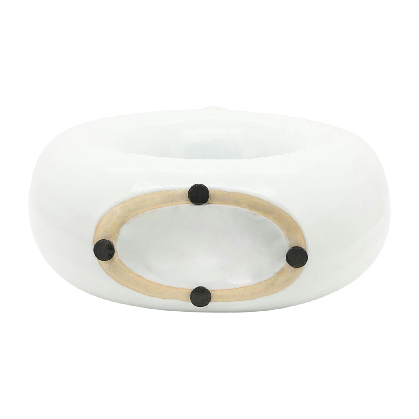 Cer, 8"h Round Cut-out Vase, White
