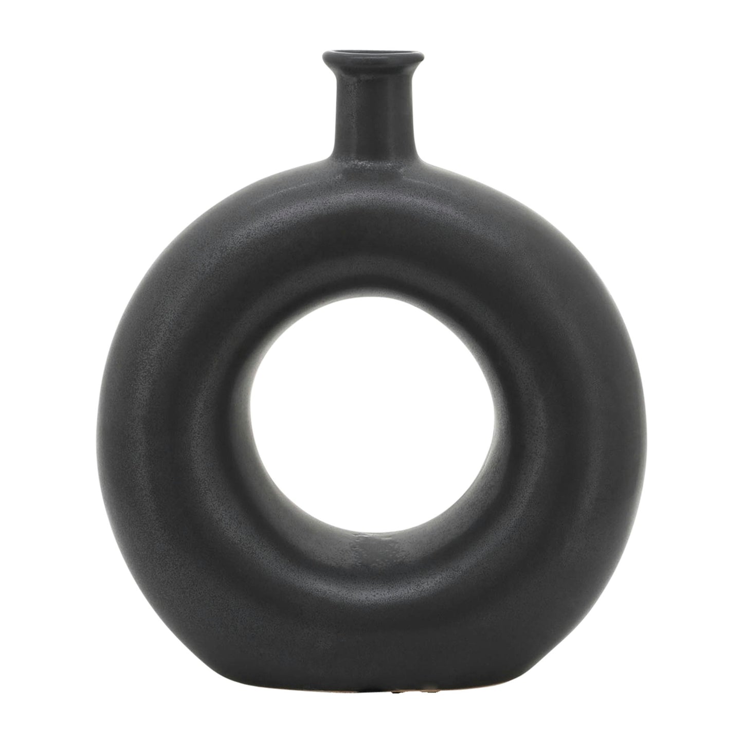 Cer, 8"h Round Cut-out Vase, Black