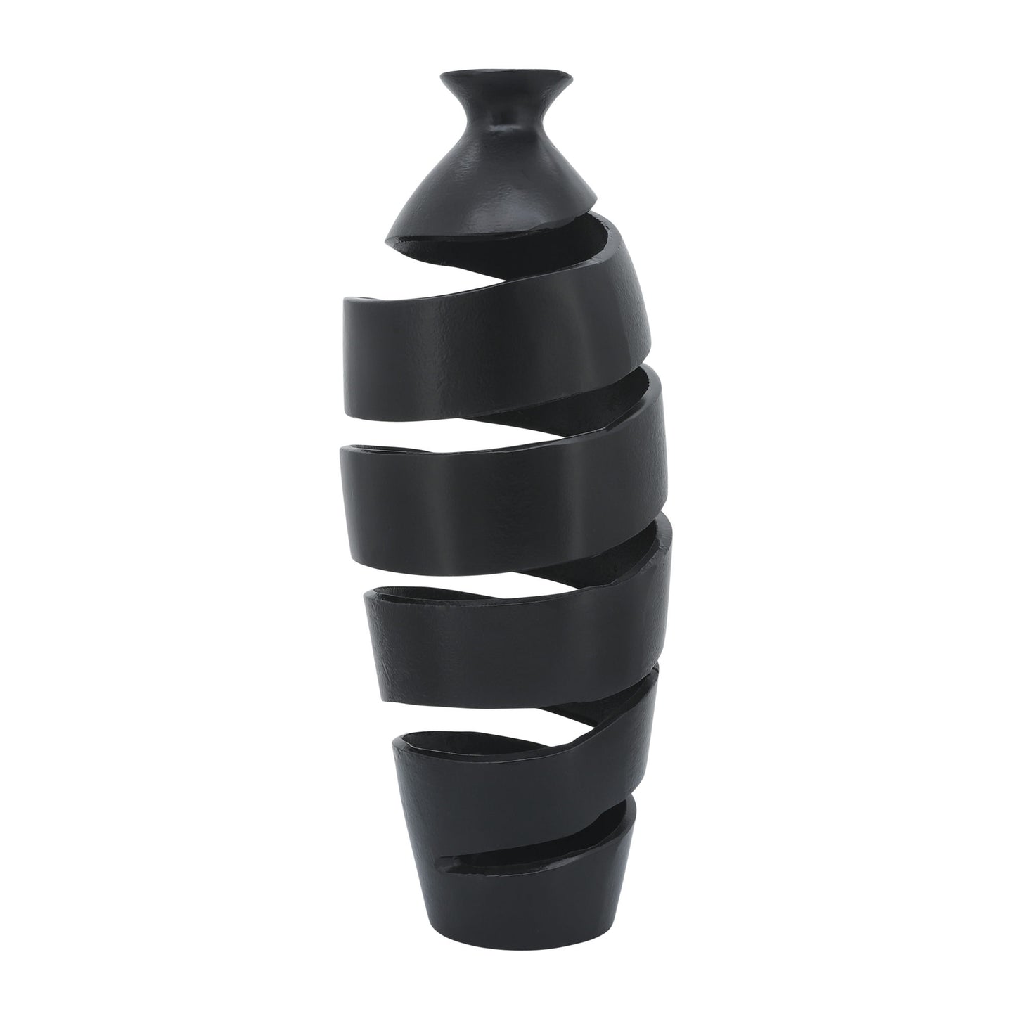 Metal, 17"h Spiral Vase, Black