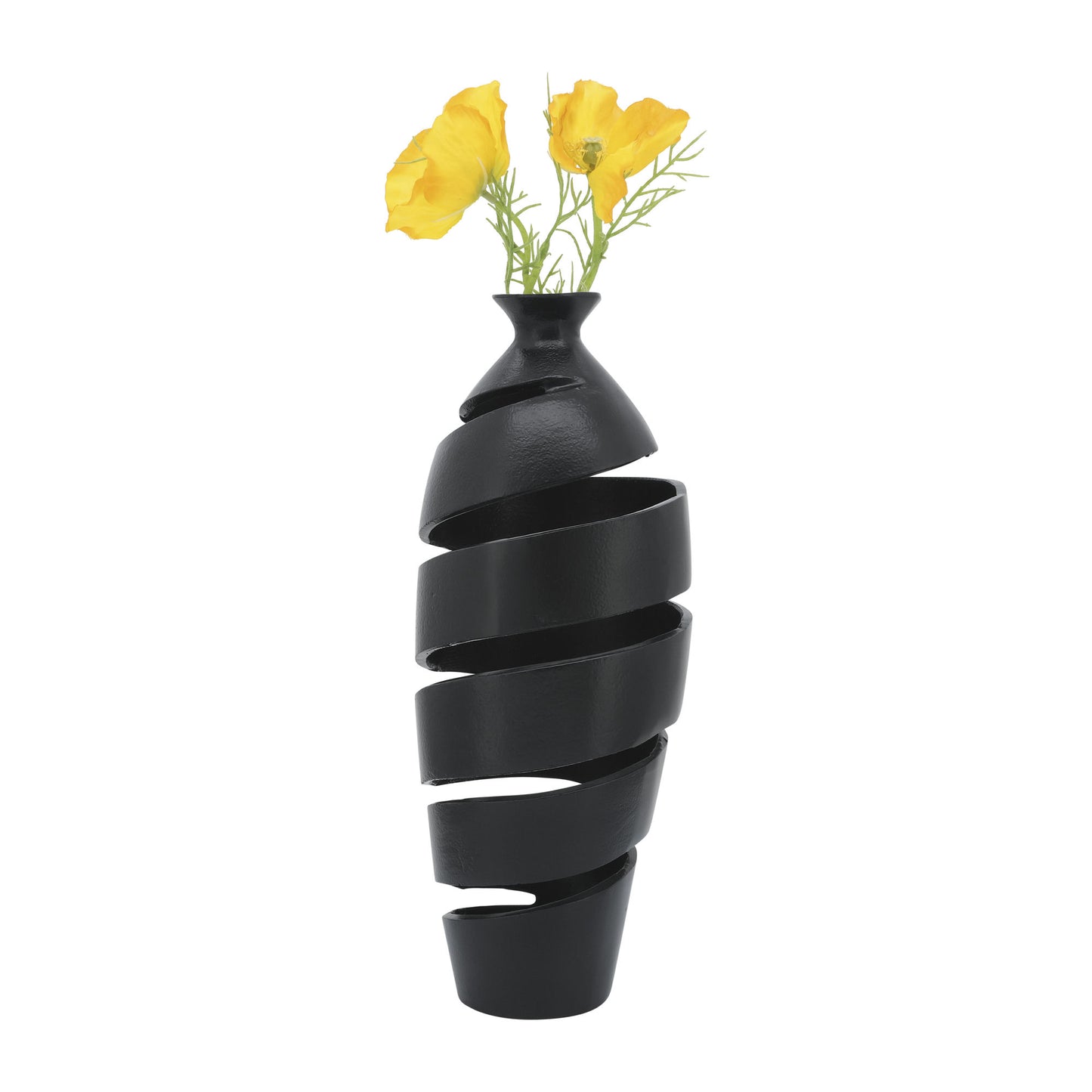 Metal, 17"h Spiral Vase, Black