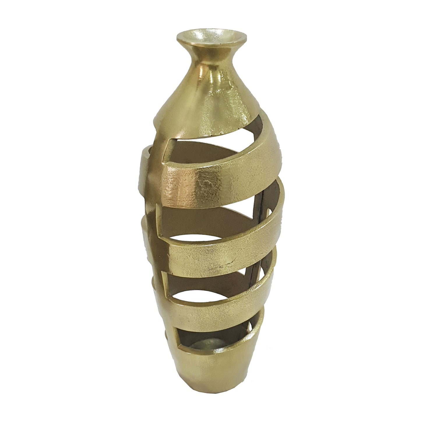 Metal, 17"h Spiral Vase, Gold