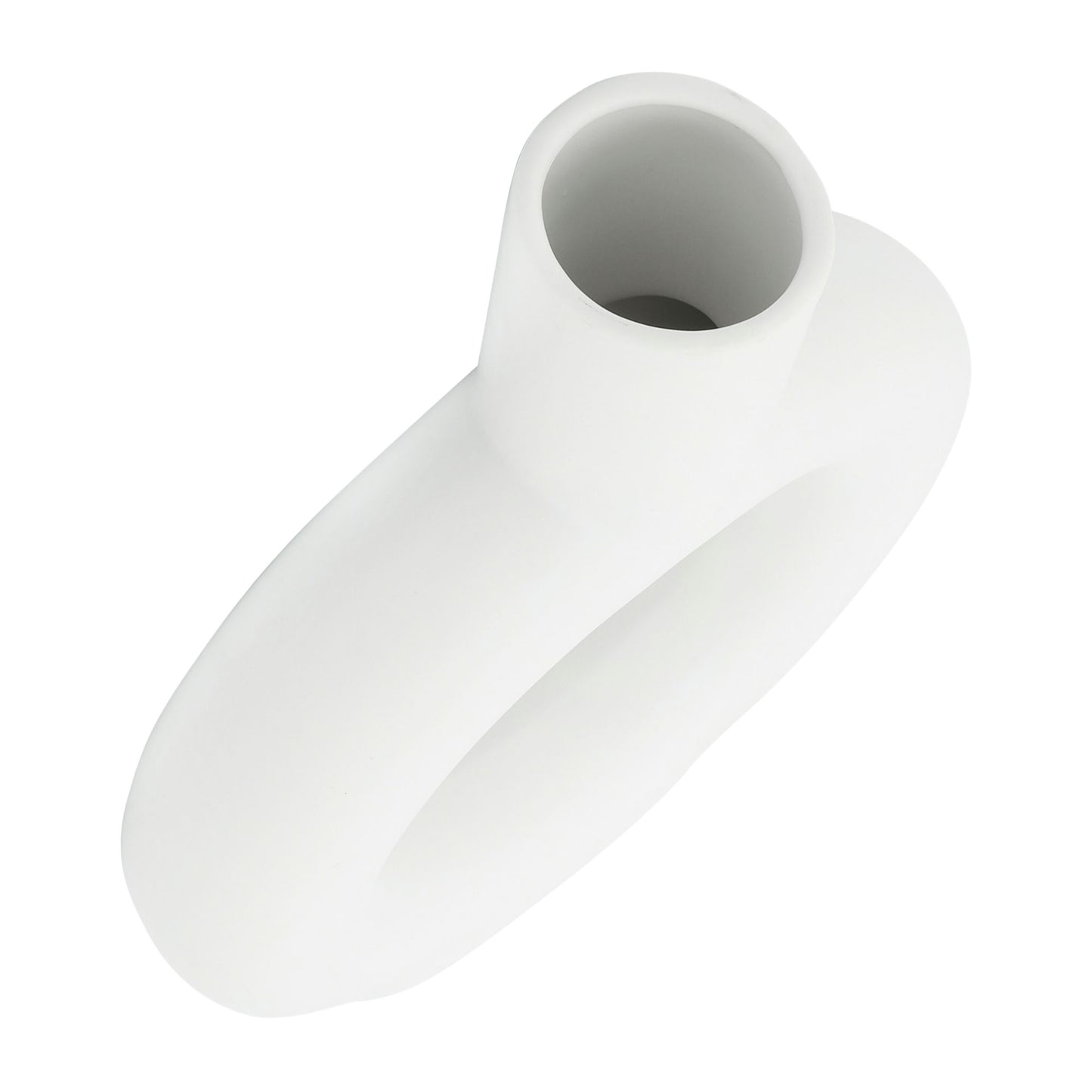 Cer, 9" Round Cut-out Vase, White