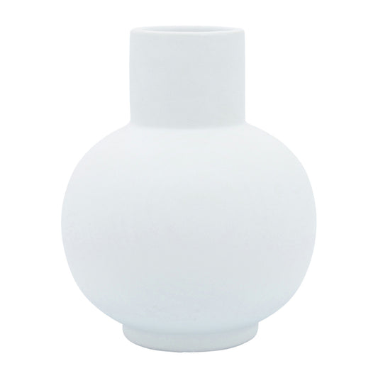 Cer, 8"h Bulbous Vase, White