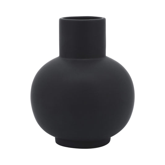 Cer, 8"h Bulbous Vase, Black