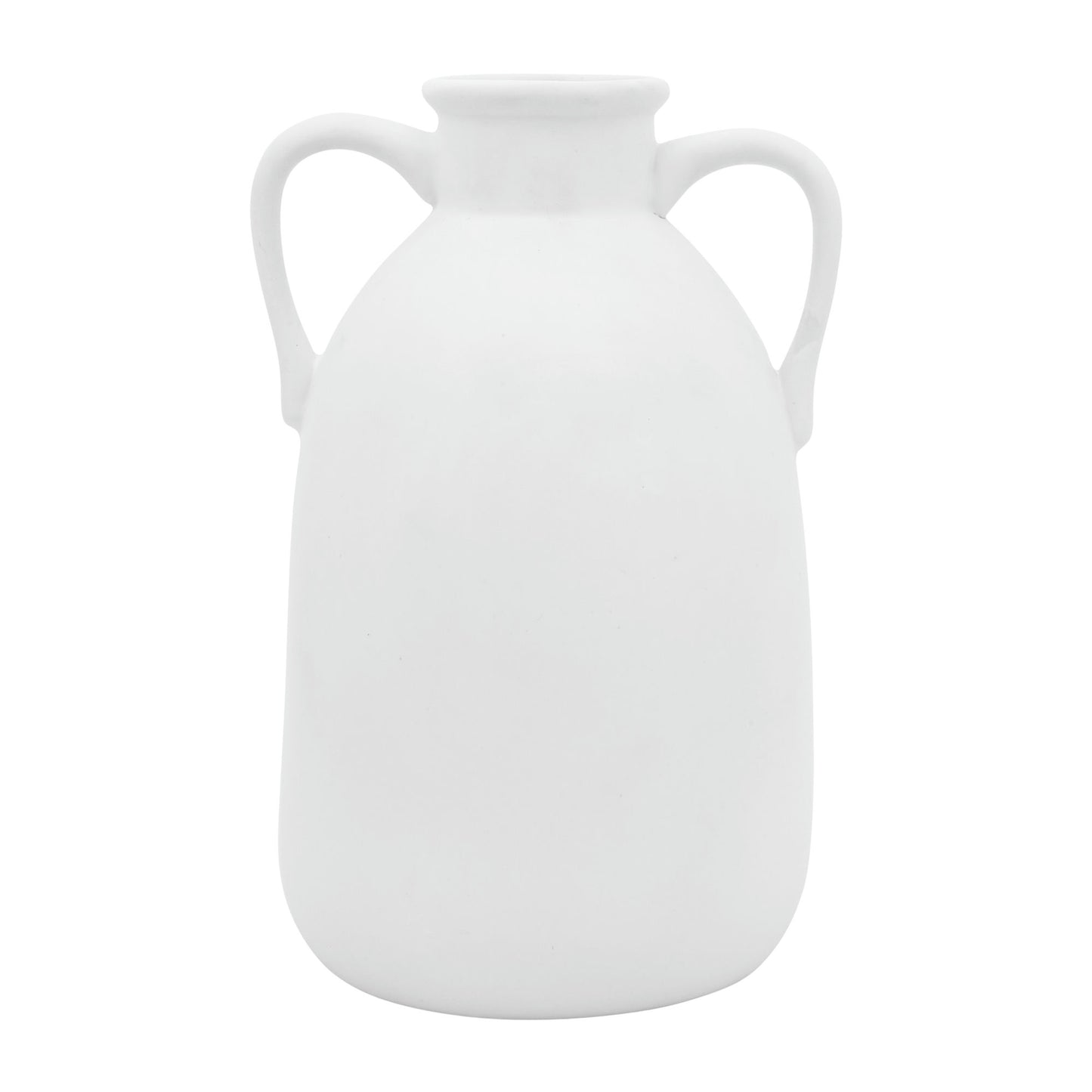 Cer, 10"h Eared Vase, White