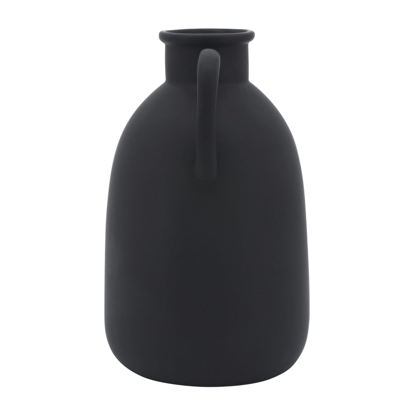 Cer, 10"h Eared Vase, Black