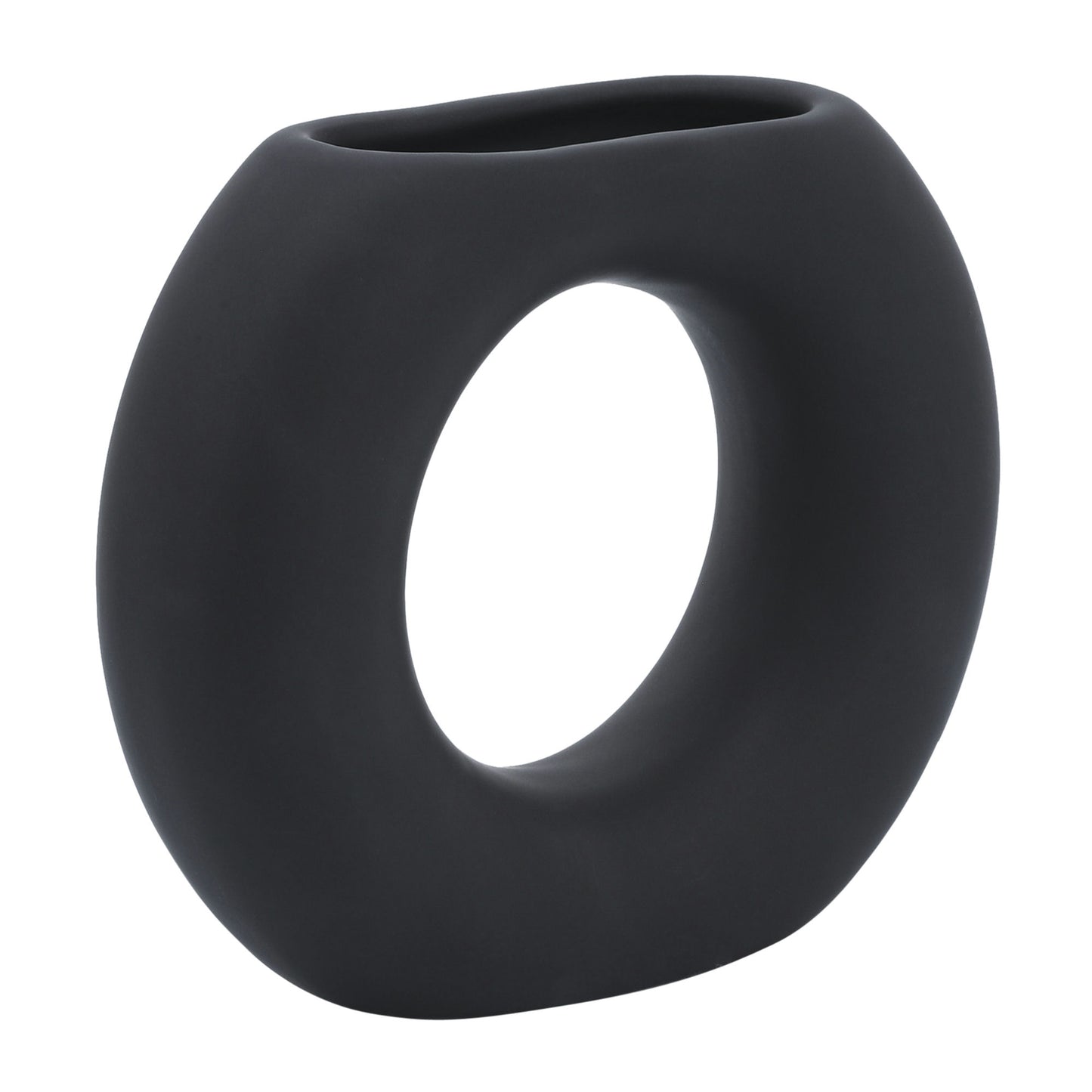 Cer, 5" Donut Vase, Black