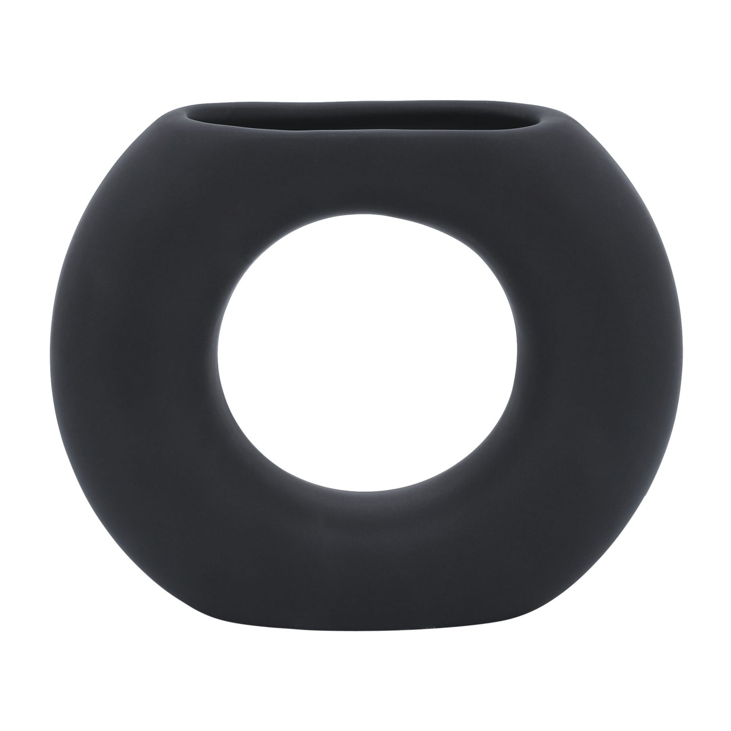 Cer, 5" Donut Vase, Black