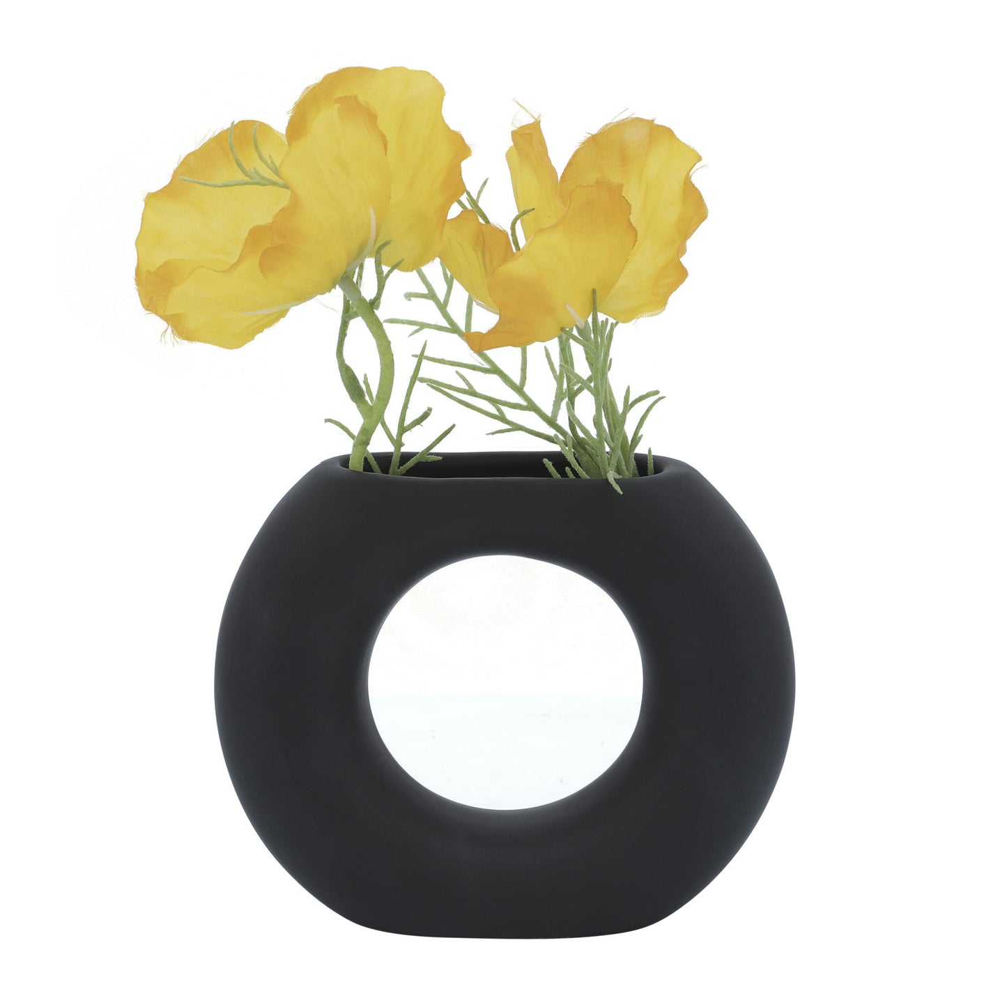 Cer, 5" Donut Vase, Black
