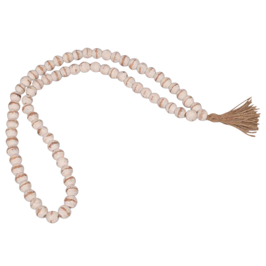 Wood, 25" Bead Garland, Antique White