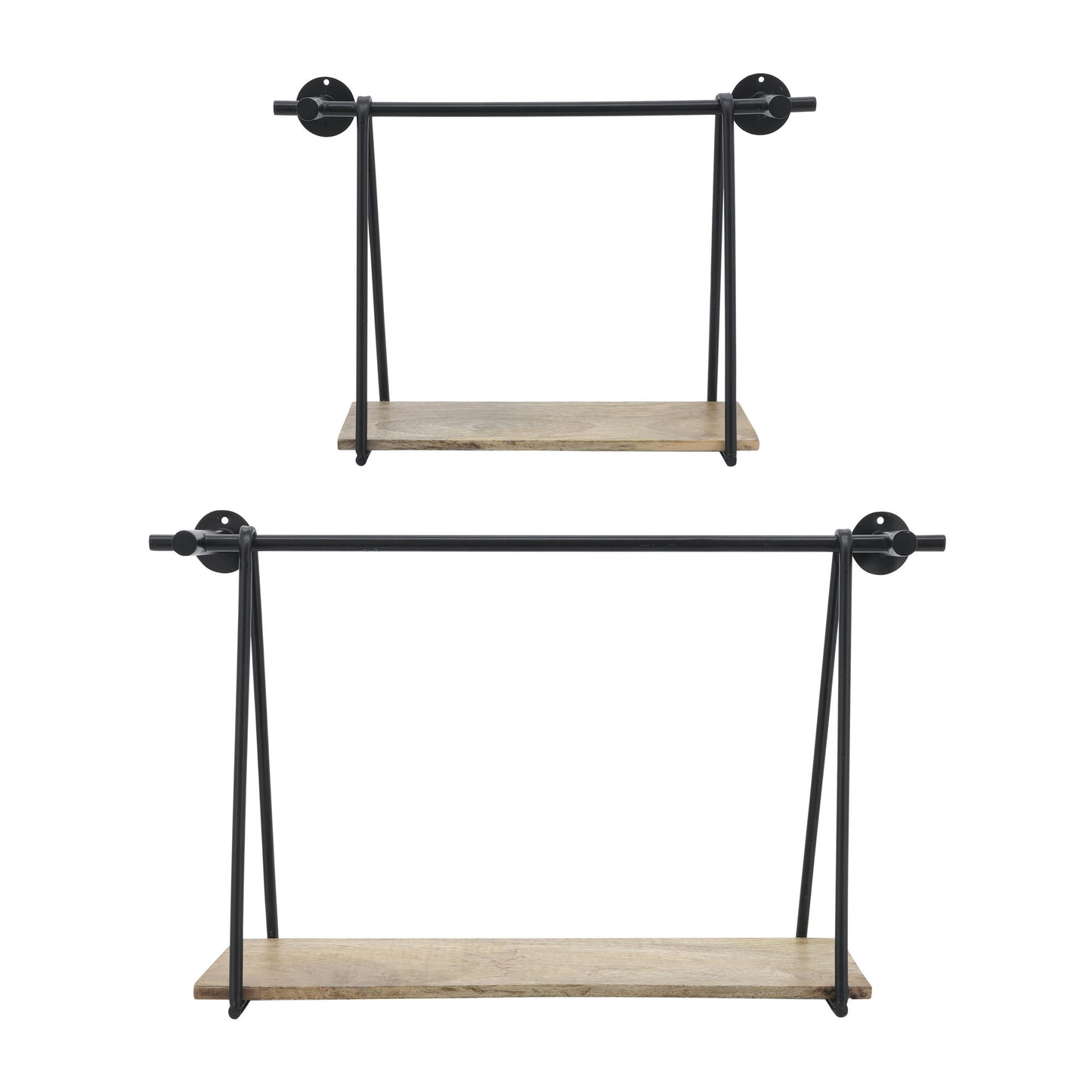 Metal/wood, S/2 12/14"h Swing Like Wall Shelves