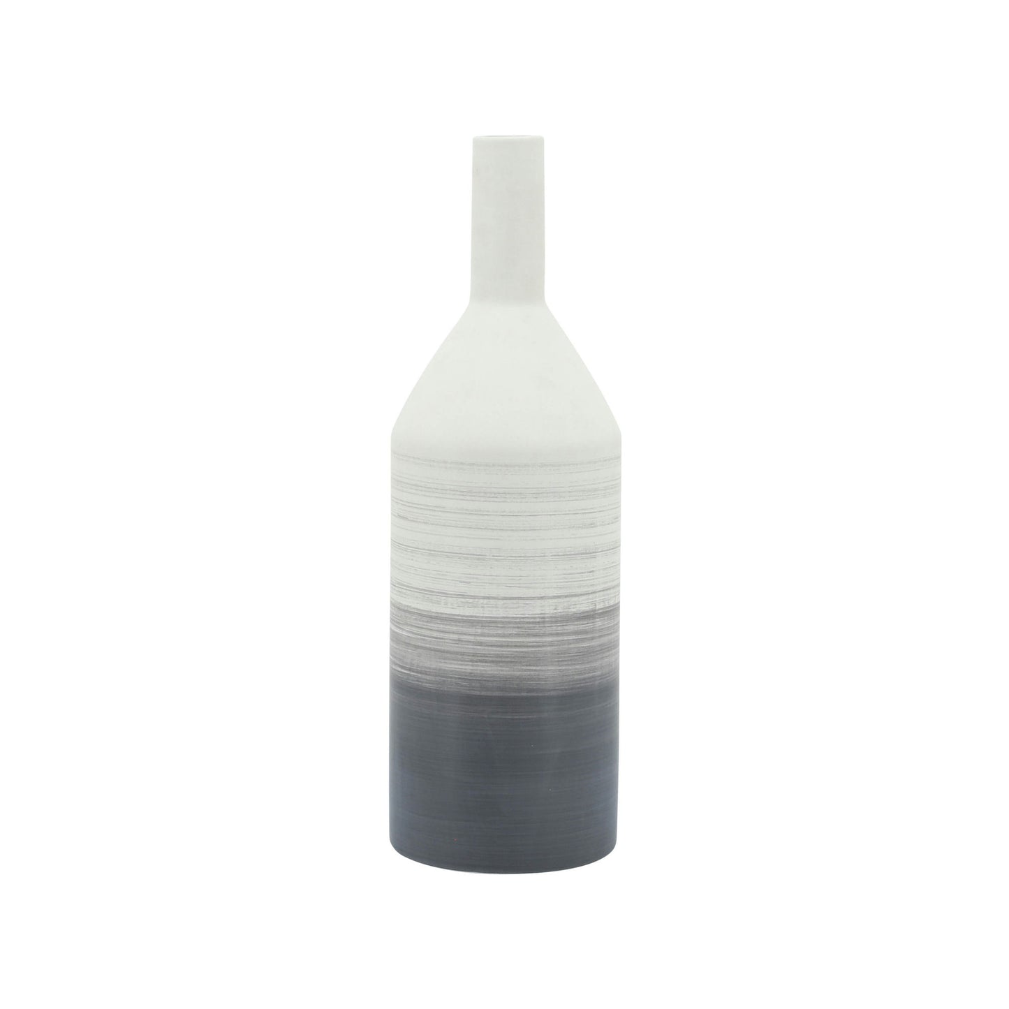 Cer, 18"h Matte 2 Tone Bottle Vase, Gray