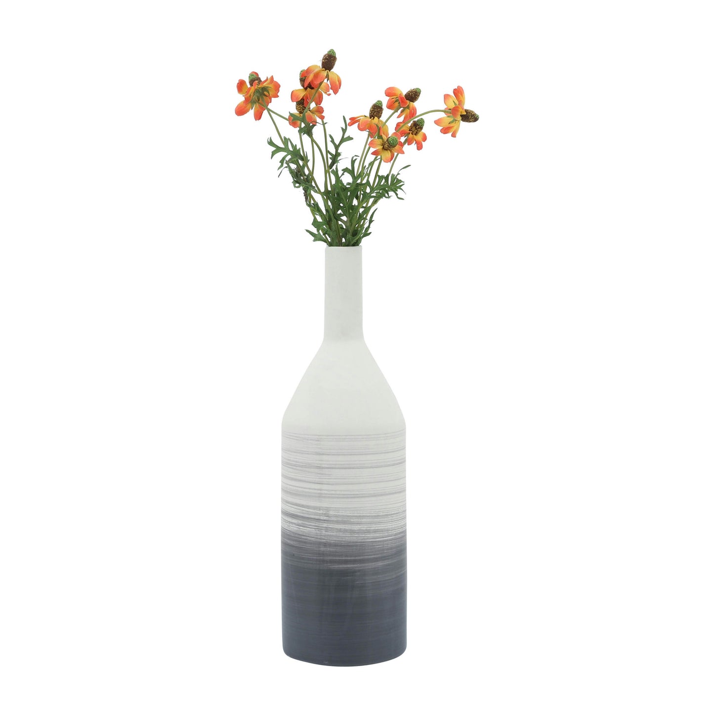 Cer, 20"h Matte 2 Tone Bottle Vase, Gray