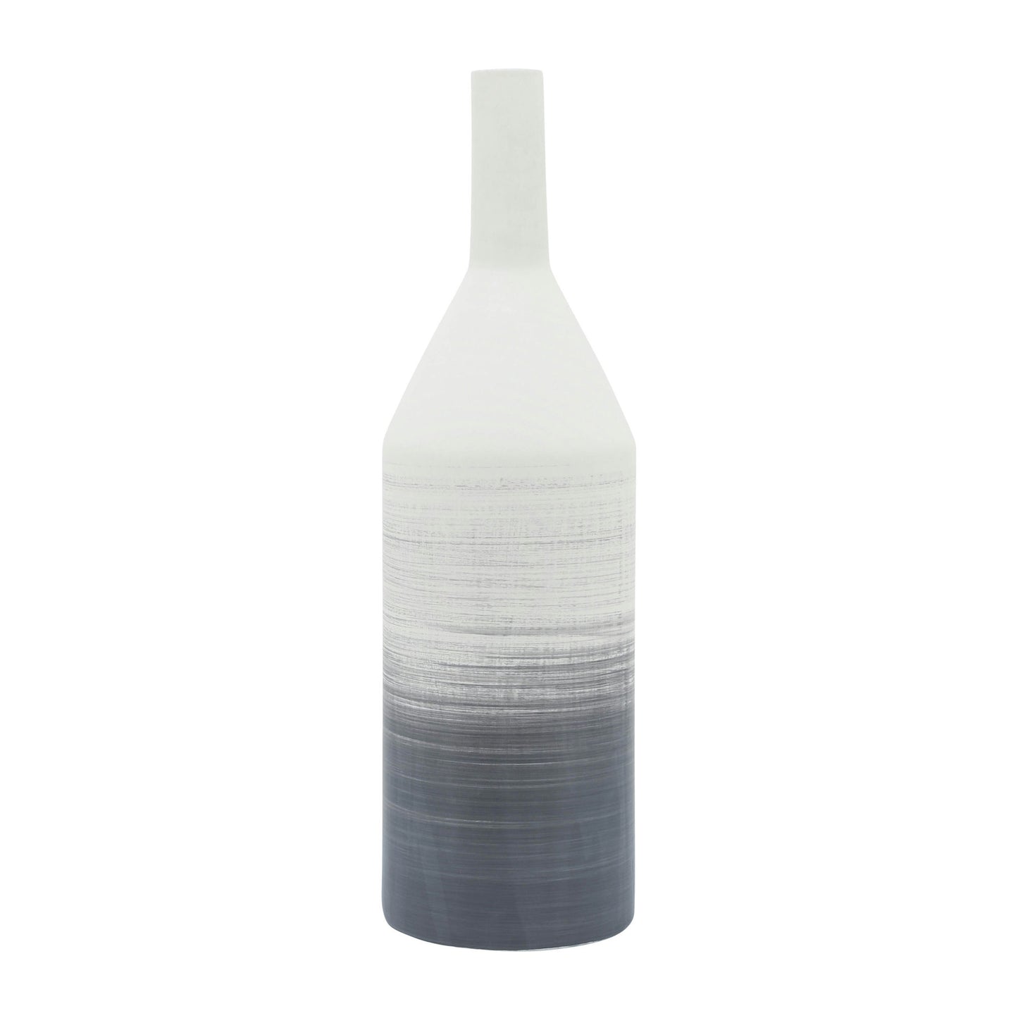 Cer, 22"h Matte 2 Tone Bottle Vase, Gray