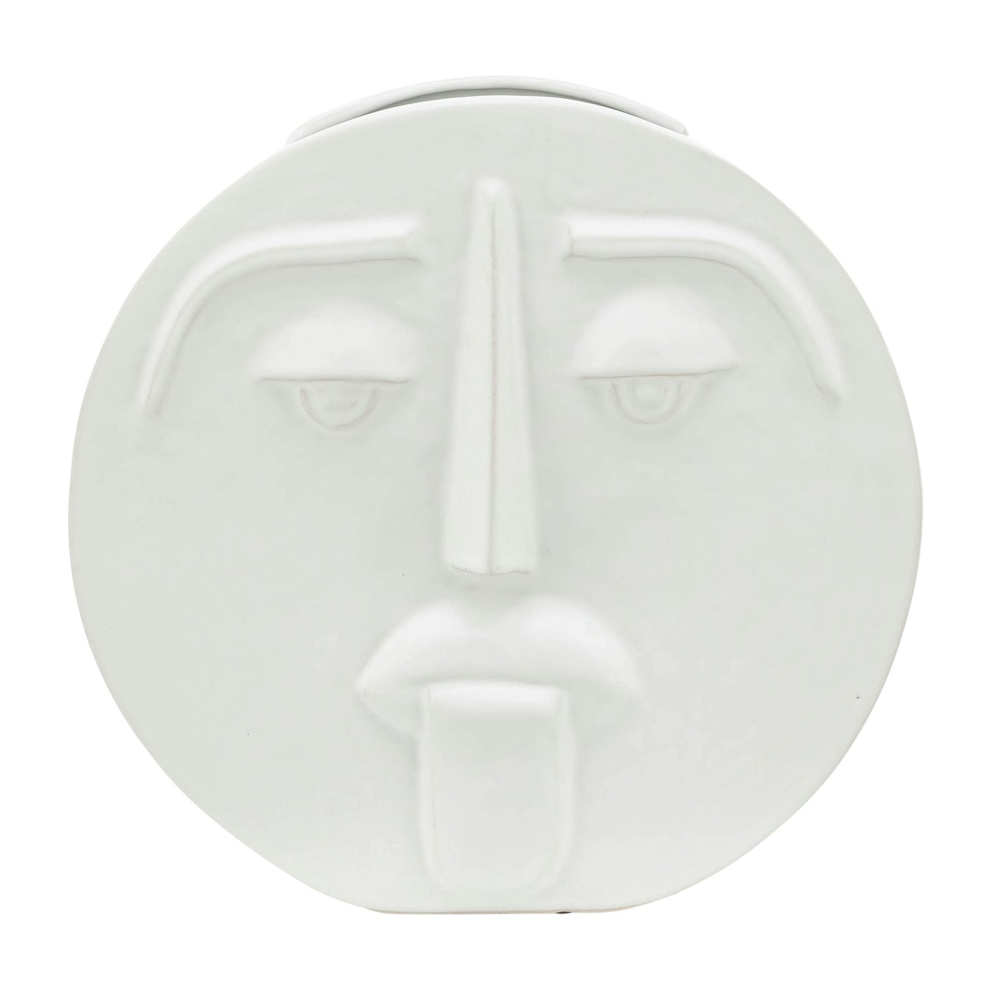 Cer, 10" Sad Face Vase, White