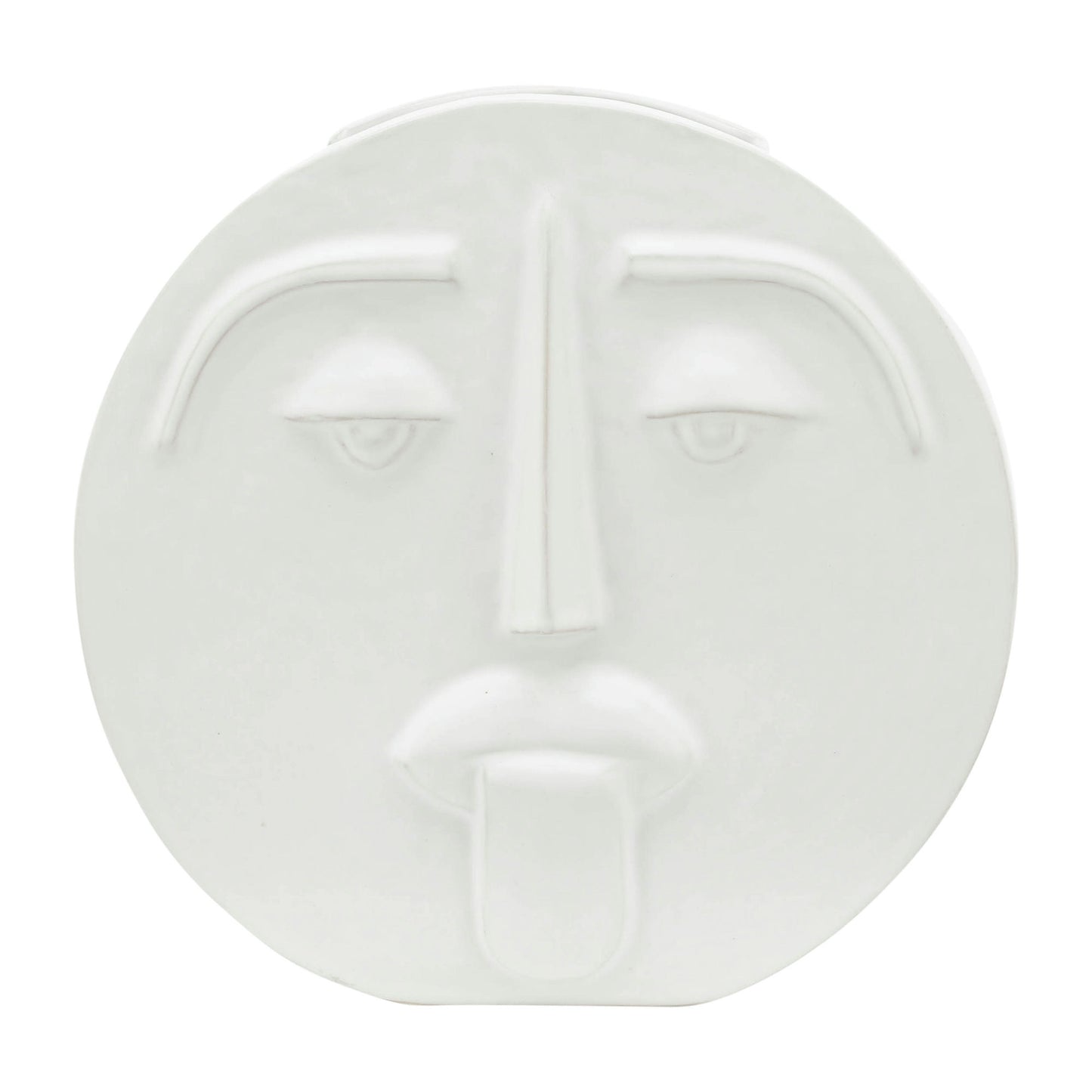 Cer, 10" Sad Face Vase, White