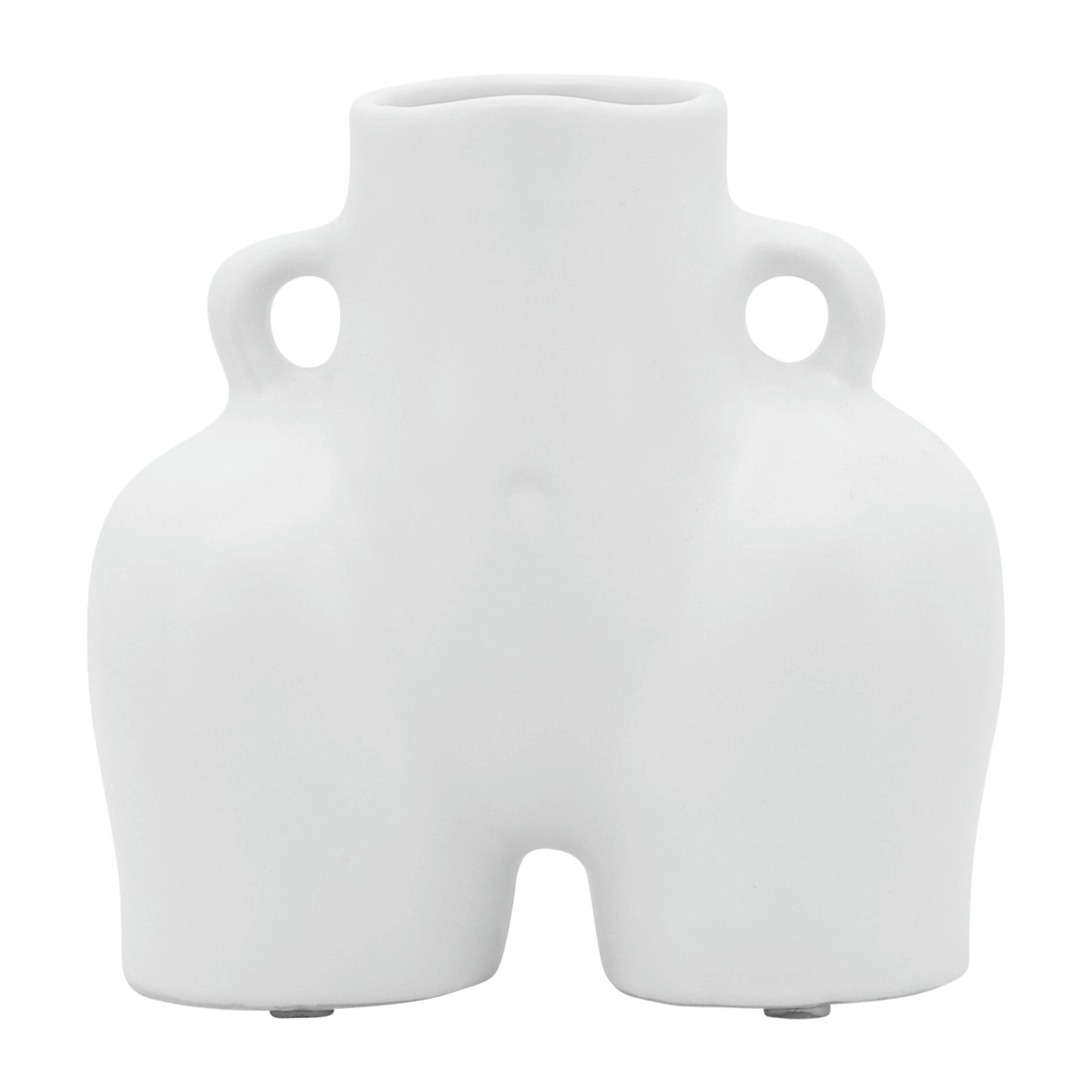 Cer, 6" Half Body Vase, White