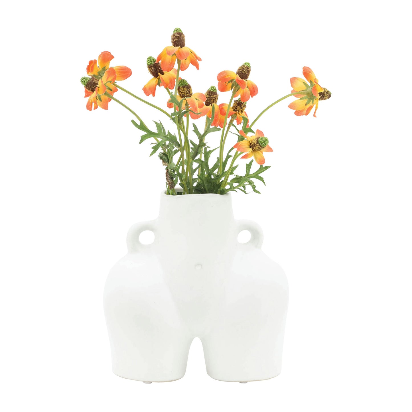 Cer, 7" Half Body Vase, White