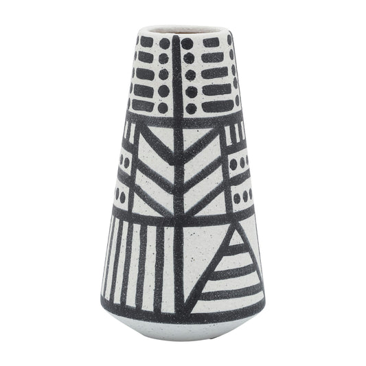 Cer, 8" Eclectic Vase, Black/white