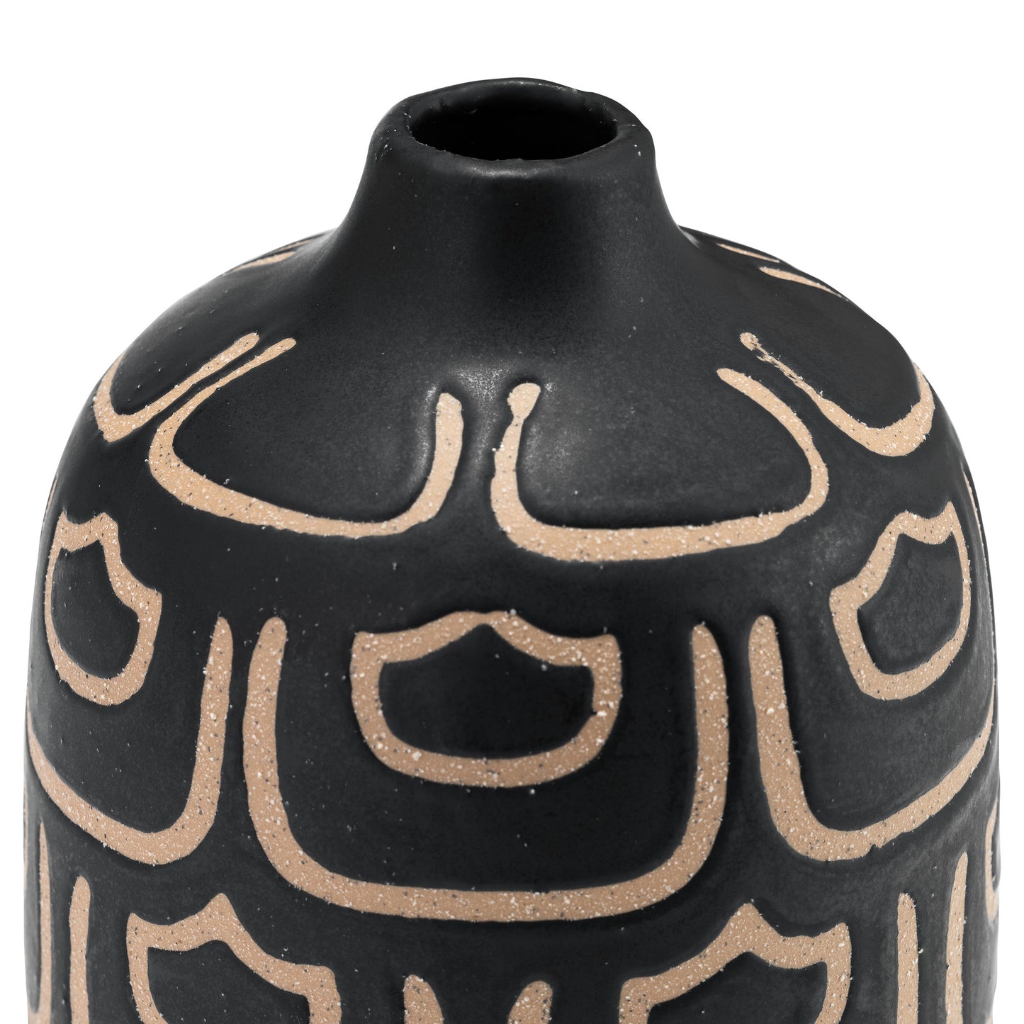 Cer, 10" Decorative Vase, Black/tan