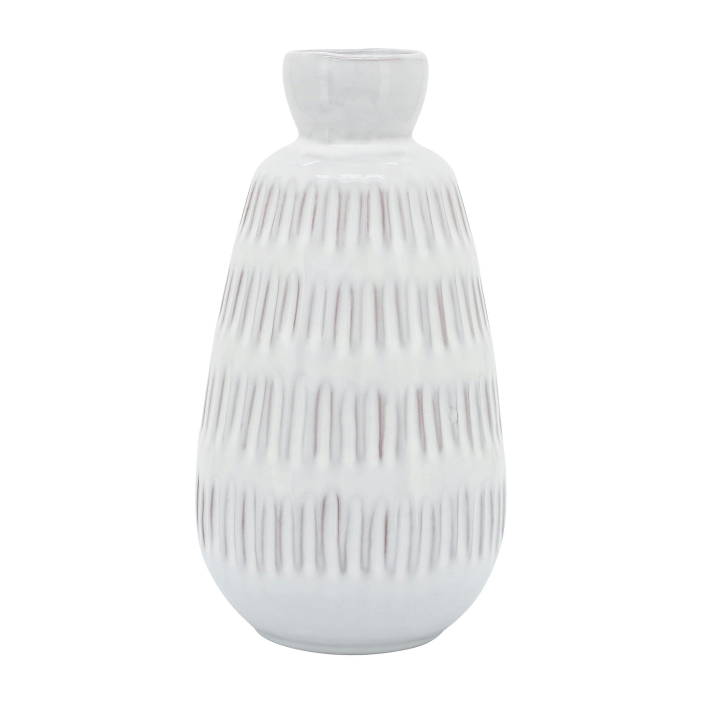 Cer, 8"h Dimpled Vase, White