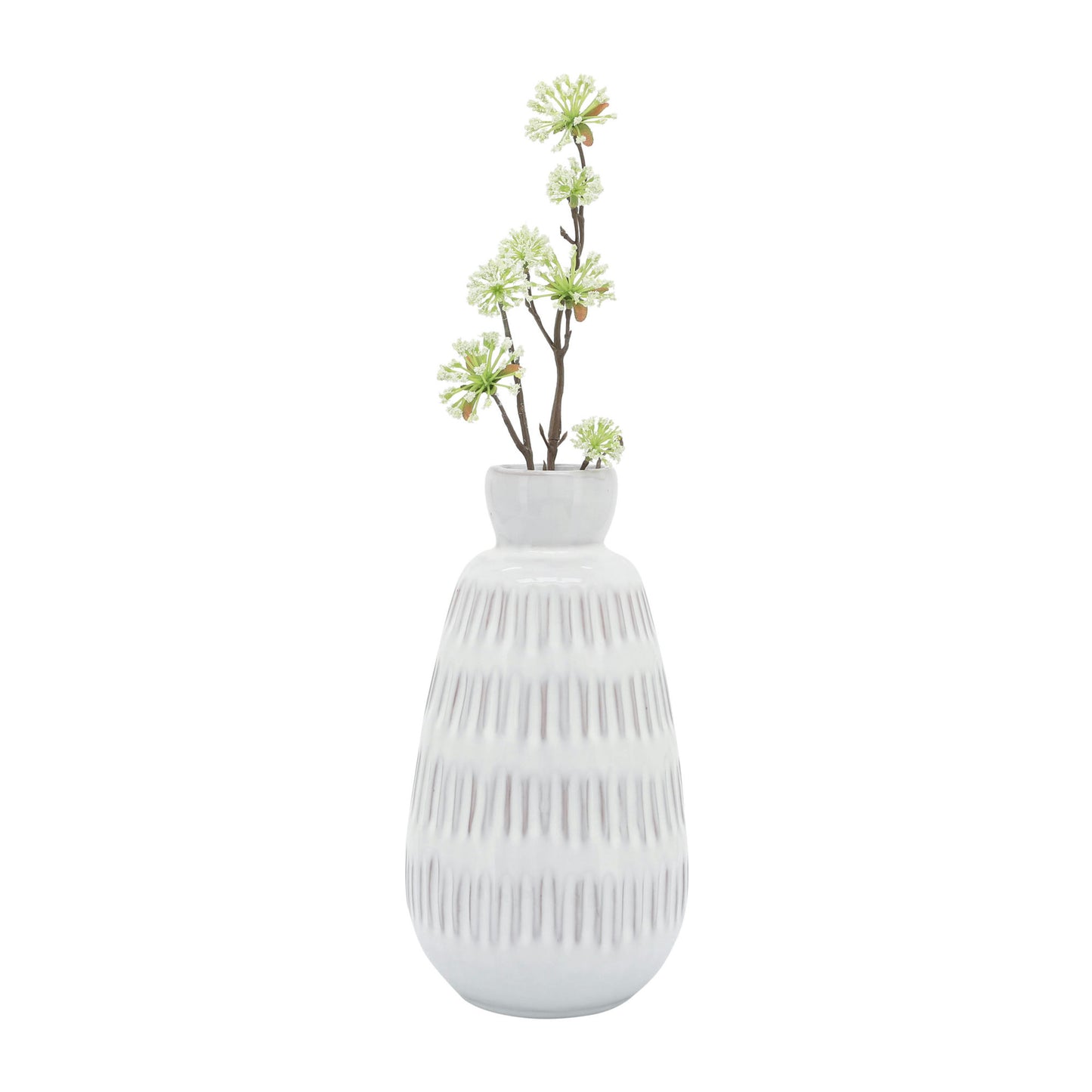 Cer, 8"h Dimpled Vase, White