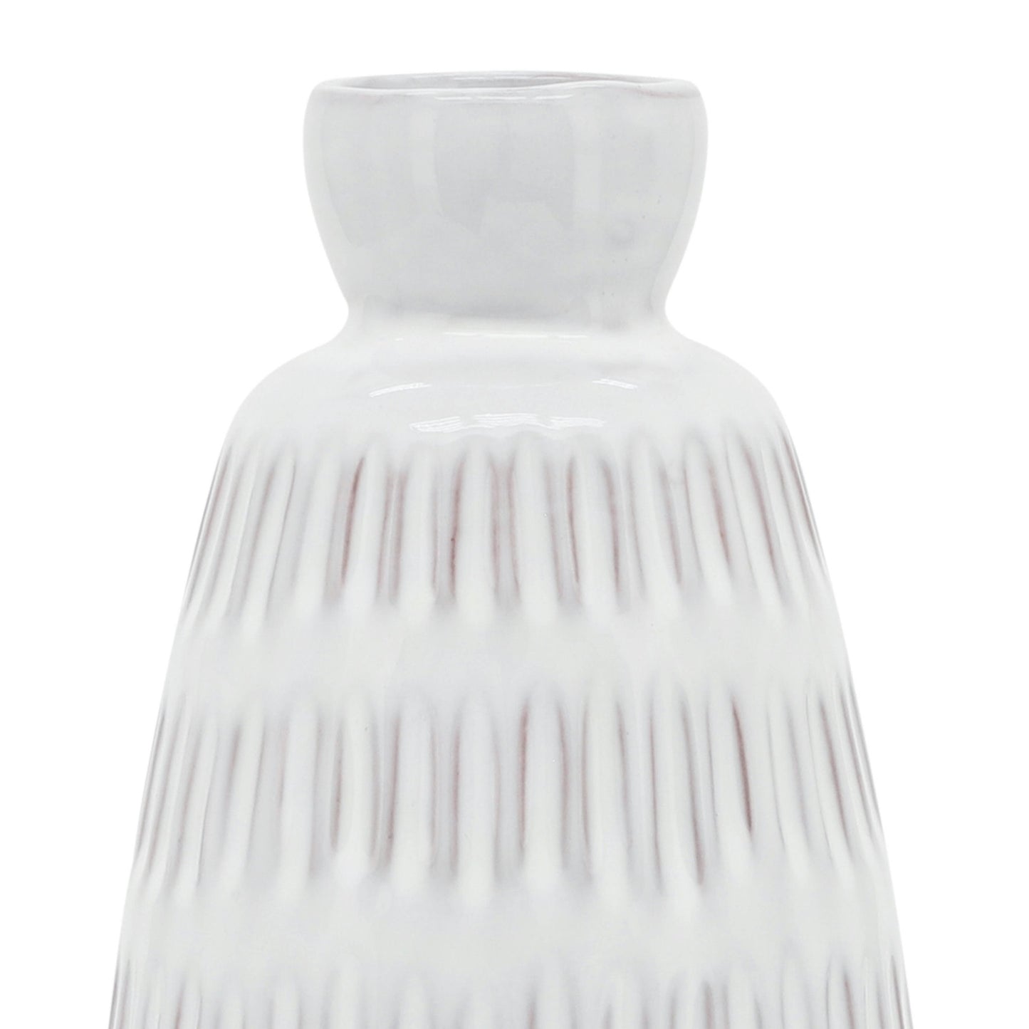 Cer, 8"h Dimpled Vase, White