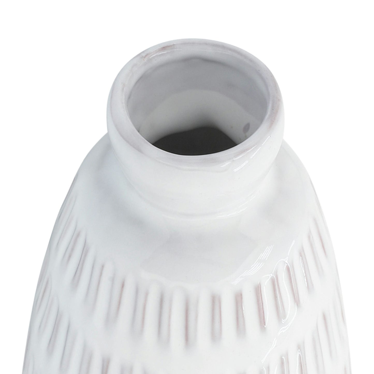 Cer, 8"h Dimpled Vase, White