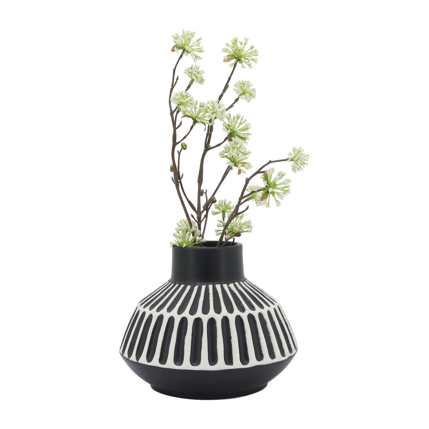 Cer, 5"h Tribal Vase, Black