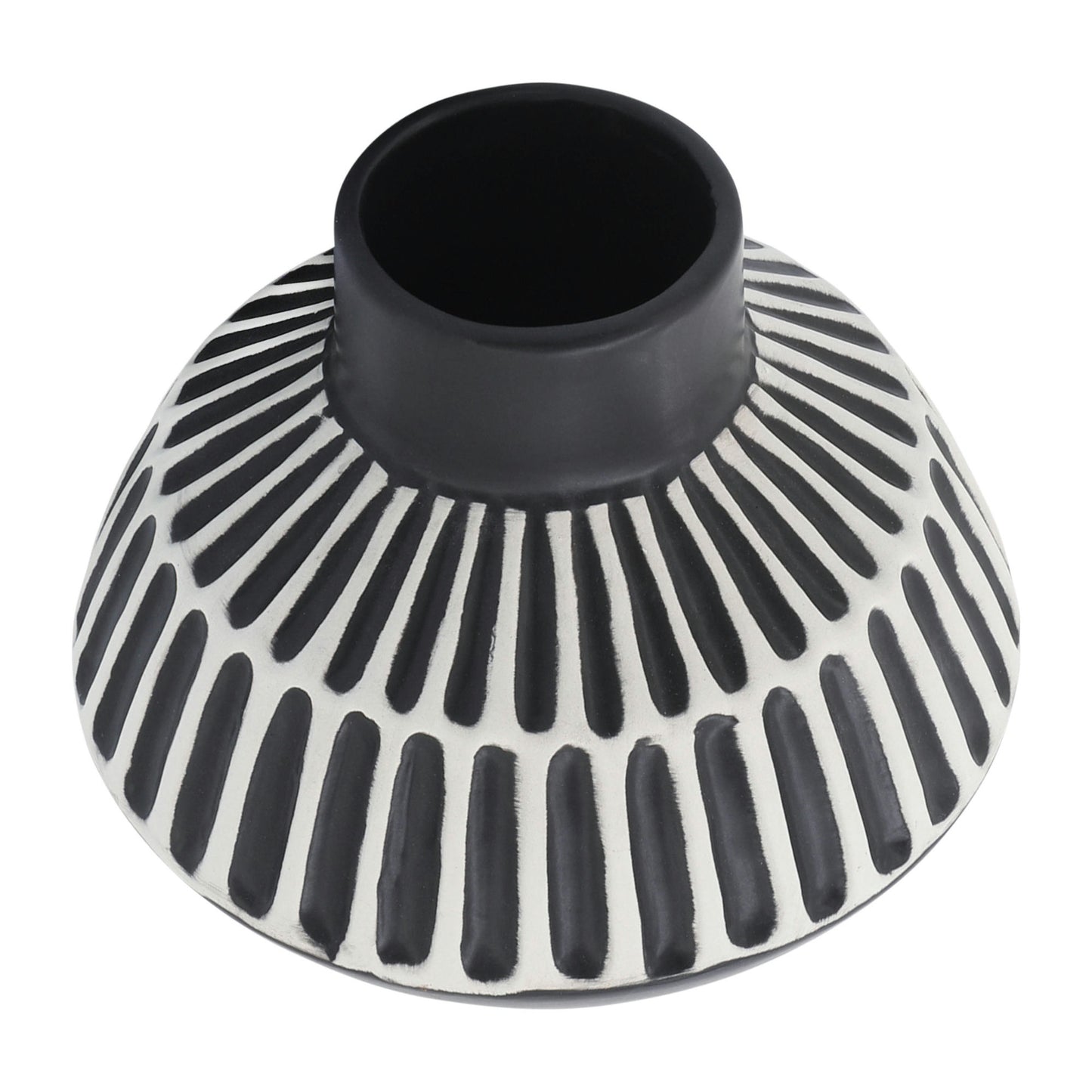 Cer, 5"h Tribal Vase, Black