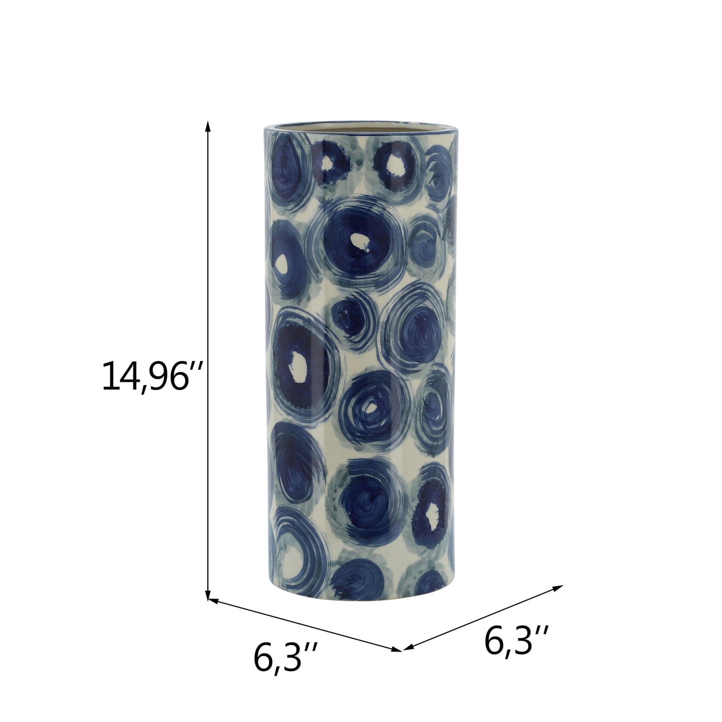 Cer, 15" Cylinder Vase, Blue