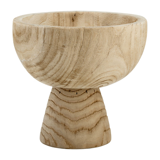 Wood, 8" Bowl W/ Stand, Dark Natural