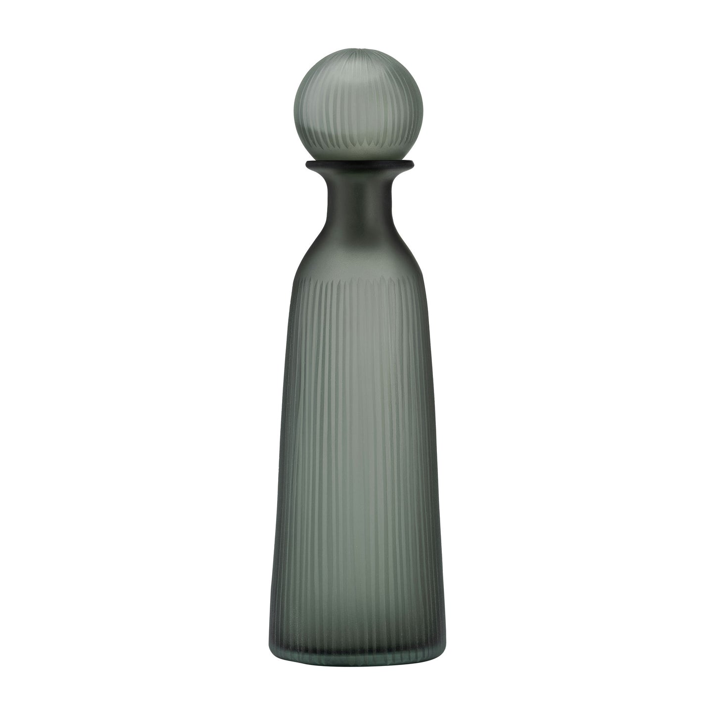 Glass, 17"h Vase W/ Lid, Green/smoke
