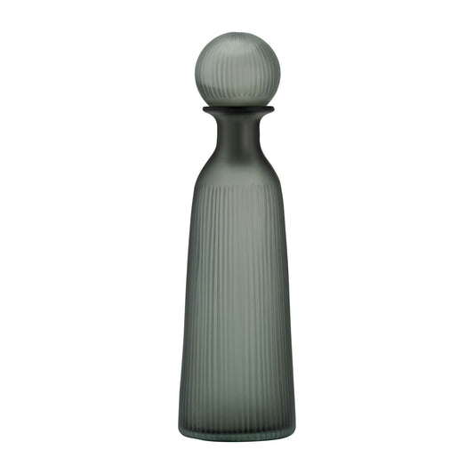 Glass, 17"h Vase W/ Lid, Green/smoke
