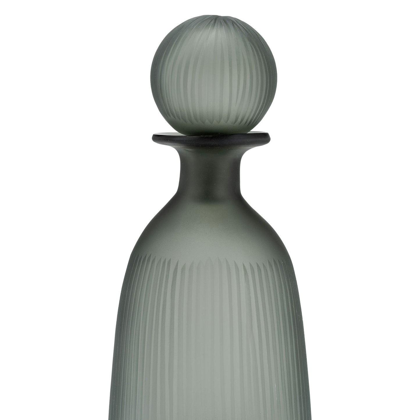 Glass, 17"h Vase W/ Lid, Green/smoke