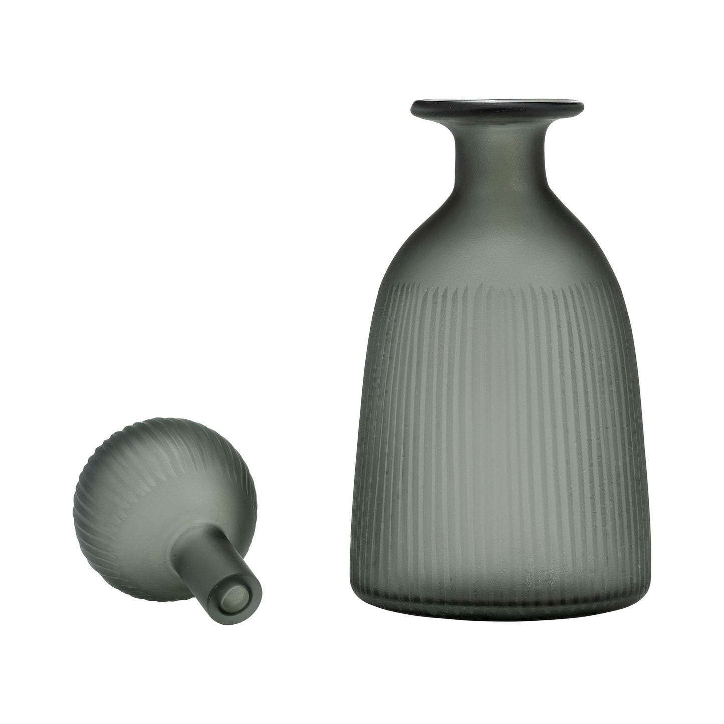 Glass, 13"h Vase W/ Lid, Green/smoke