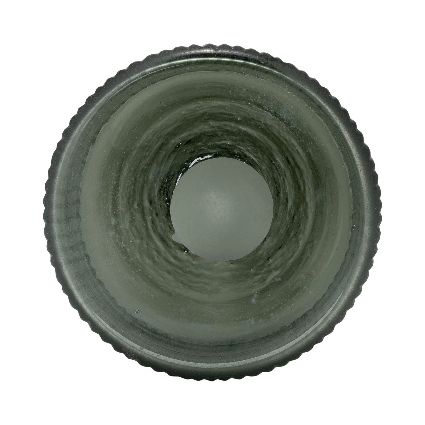 Glass, 13"h Vase W/ Lid, Green/smoke