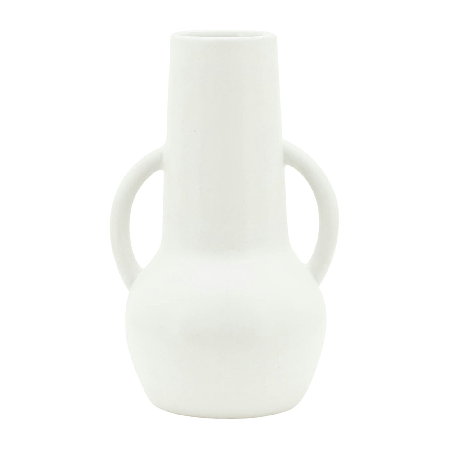 Cer,8",vase W/handles,white