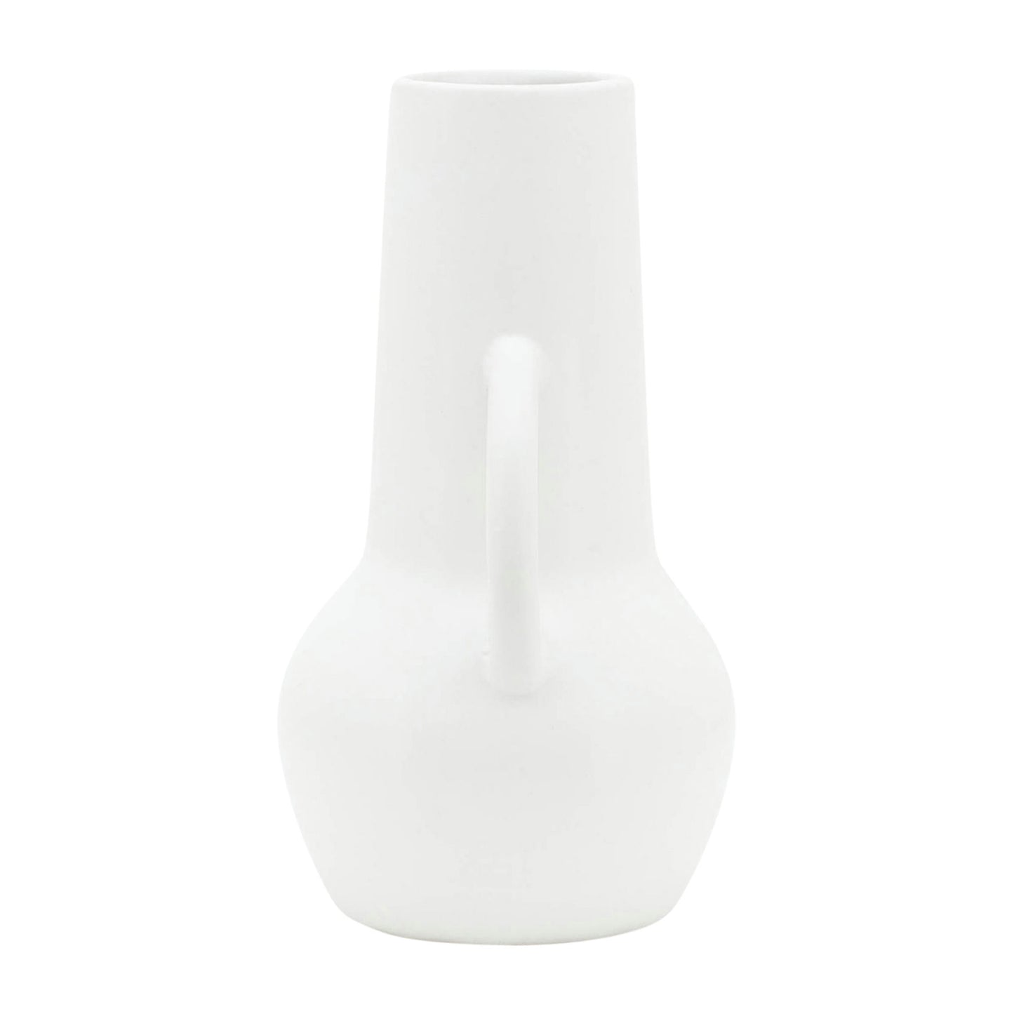 Cer,8",vase W/handles,white
