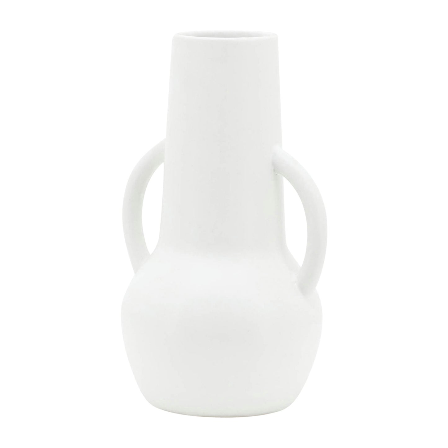 Cer,8",vase W/handles,white
