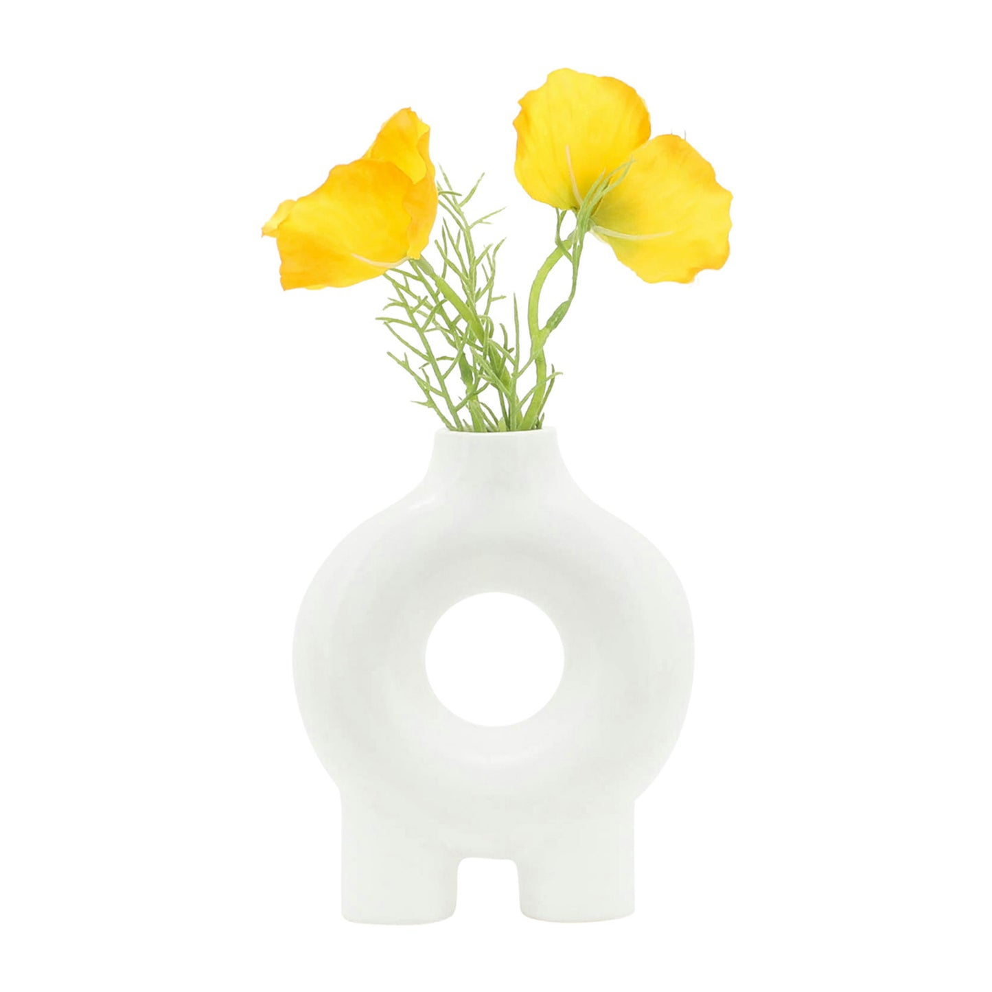 Cer,7",donut Footed Vase,white
