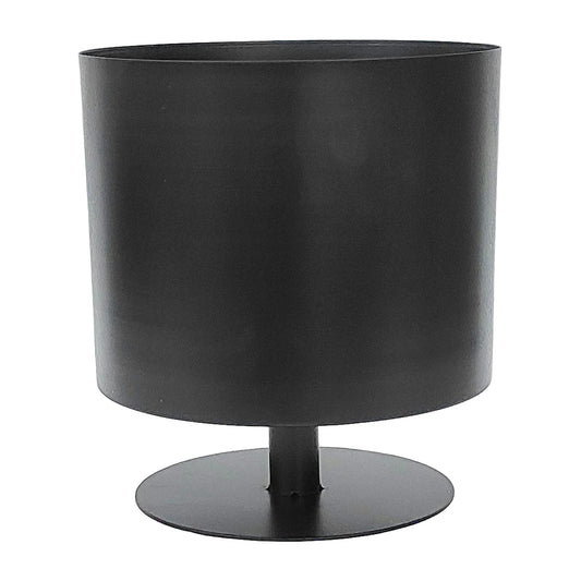 Ec Metal,10",flat Round Base Planter,black